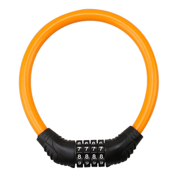 Cykellås Kabel Orange 4-Siffer Återställbart Lösenord Zink Legering PVC 14,5x12,5cm Bärbar Cykellås för Scootrar Skateboards