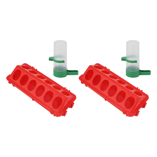 2Set Flip Top Chick Birds Vattenmatare PP Kycklingtråg Automatisk Matare med Splatter Proof Cover Fjäderfä Utrustning L Vattenautomat 140ML