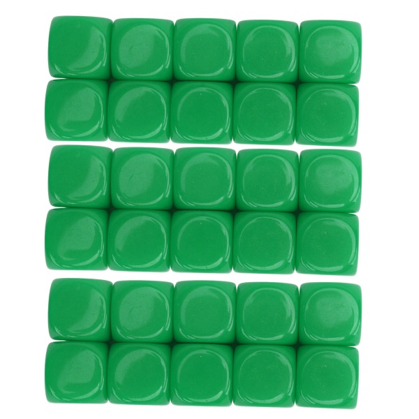 30 STK 16MM blankt terningsæt plastik afrundede 6-sidede terninger til spilfest sjov gør-det-selv-klistermærke Matematikundervisning Grøn