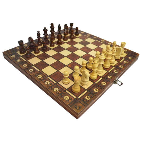 3 i 1 träschackspel Bärbart schackset Schackbackgammon set för inomhus schackspel i trä