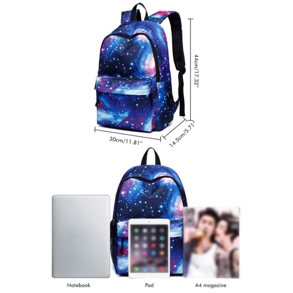 Starry Sky Ryggsäck Vattentät Utomhus Rese Ryggsäck med USB Laddningsport Sport Ryggsäck Casual Daypack Jul Födelsedagspresent