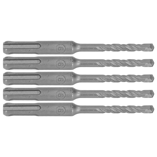 5 stk roterende hammerbor med hardmetallspiss, spiral 2 fløyter, slagbor for murstein 110 mm 6 mm/0,24 tommer åpen diameter