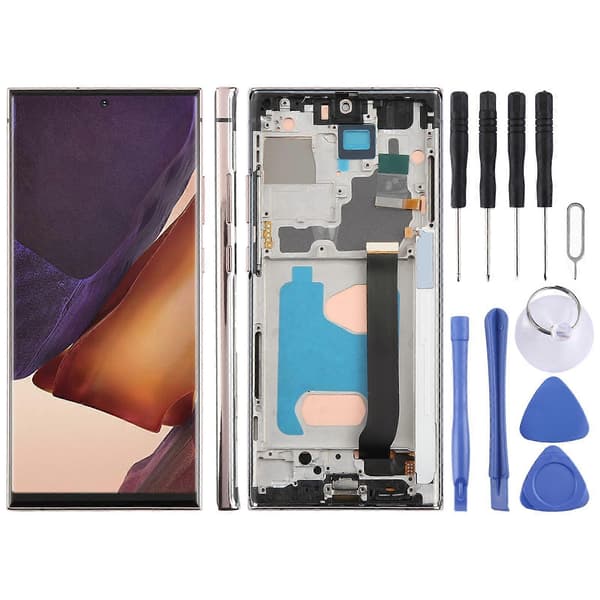 För Samsung Galaxy Note20 Ultra SM-N986B 6,72 tums TFT LCD-skärm Digitizer Full Assembly med ram, stöder inte fingeravtrycksidentifiering Gold