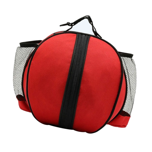 Rund basketväska med stor kapacitet Vattentät Oxford tyg utomhussport basketväska med elastisk mesh Röd