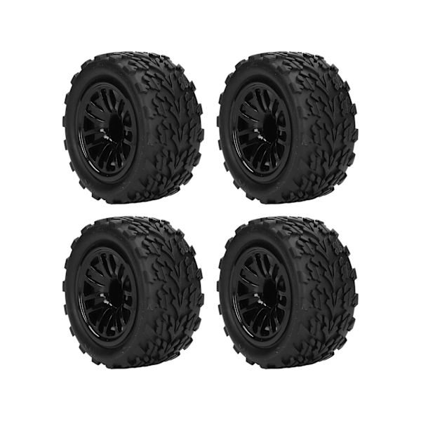 4kpl RC Renkaat Muoviset Mustat Kulutusta Kestävät Mikro-Crawler Renkaat Yhdistimillä Muttereilla 1/8 ja 1/10 Kauko-ohjattaville Autoille