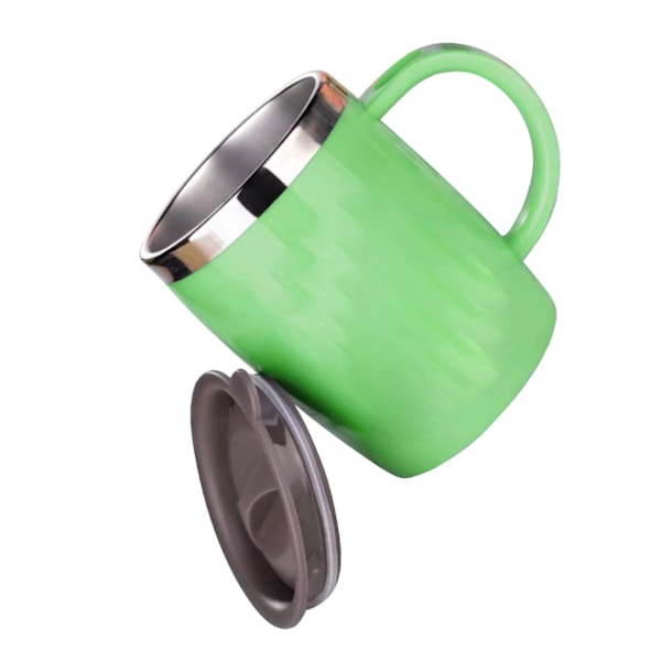 304 Rostfritt stål Kaffe Mugg med Lock Söt Drop Resistent Dricka Mugg för Kontor Hem Grön 420ml