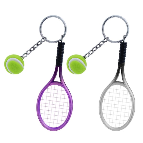 2 stk Creative Tennis Racket Nøkkelring Nydelig Charm Tennis Ball Nøkkelring