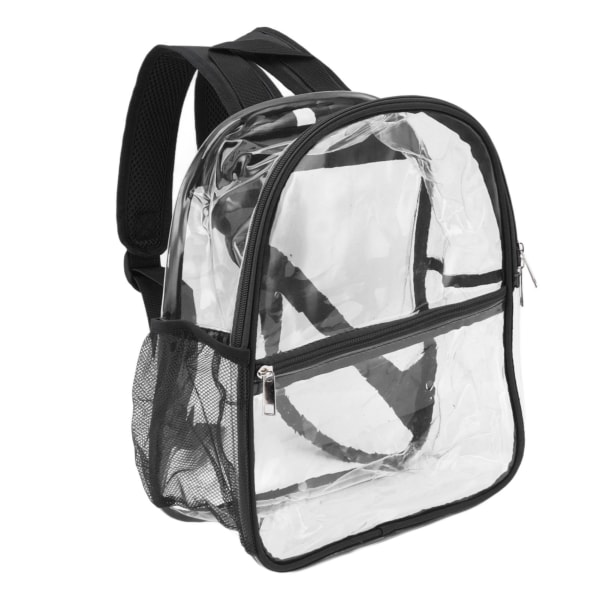 PVC Gjennomsiktig Ryggsekk Bærbar PVC Glidelåsdesign Høy Kapasitet Klar Ryggsekk for Skole Svart