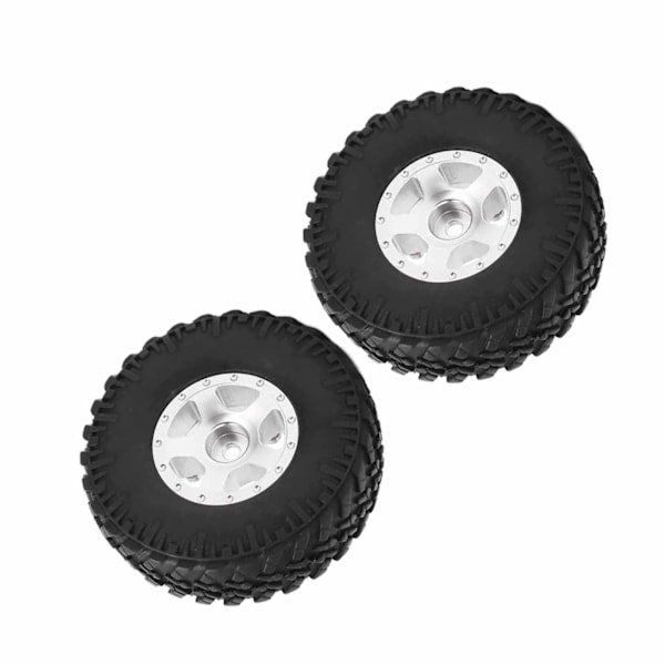2 STK Metallfelger Dekksett for Axial SCX24 90081 1/24 RC Crawler Bil Oppgraderingsdeler Sølv