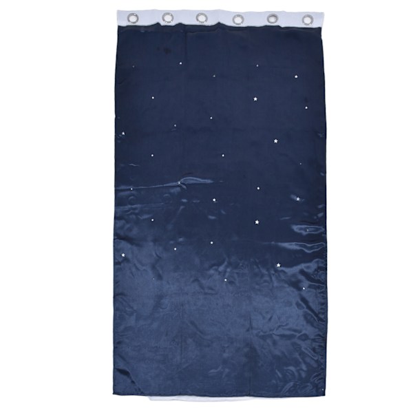Gardiner Dobbelt Hulrom Pustende Filter Naturlig Rett Polyester Blackout Gardiner for Soverom Stue Skolerom Mørkeblå