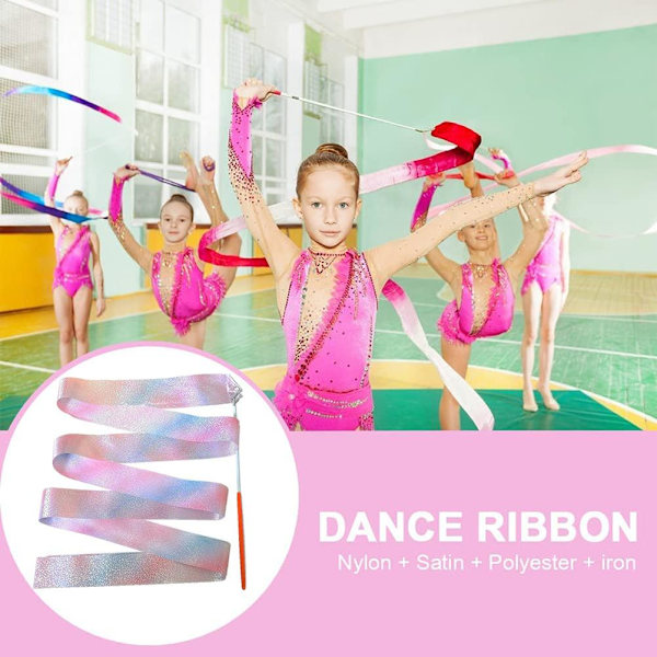 2m/4m Dansende Gymnastikk Silkebånd Tryllestaver Glitterende Rytmisk Kunstnerisk Ballett Snurrende Silkebånd for Barn Kunstnerisk Dans
