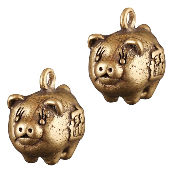 2 stk Messing Craft Piggy Ornament Messing Anheng Little Pig Anheng For Desktop Hjem Nøkkelring Dekor