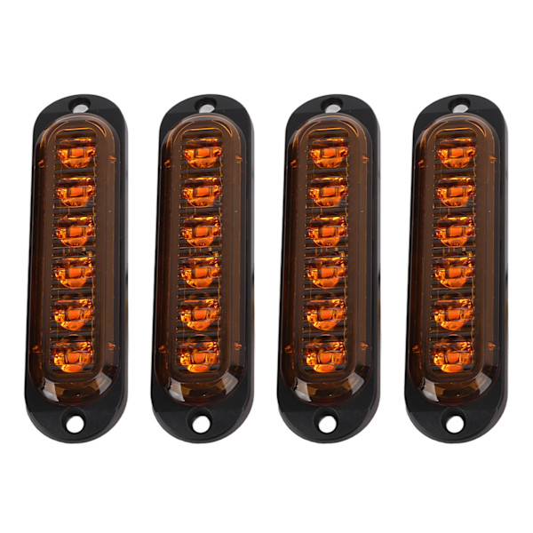 4 stk. Sidelys til lastebil Høy lysstyrke 90LM IP65 Vanntett 6 LED Lastebil Nødlys 12‑24V Gul