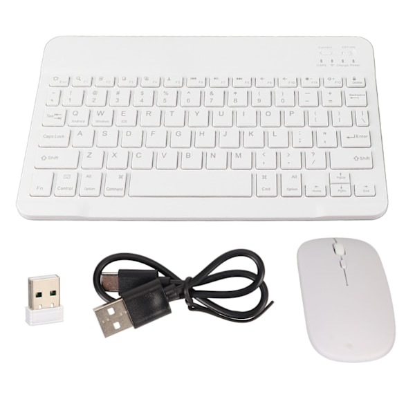 Trådløst tastatur- og musesæt Bluetooth Tastatur og Mus Sæt Bærbar Matchende Tastatur og Mus til PC Bærbar Hvid