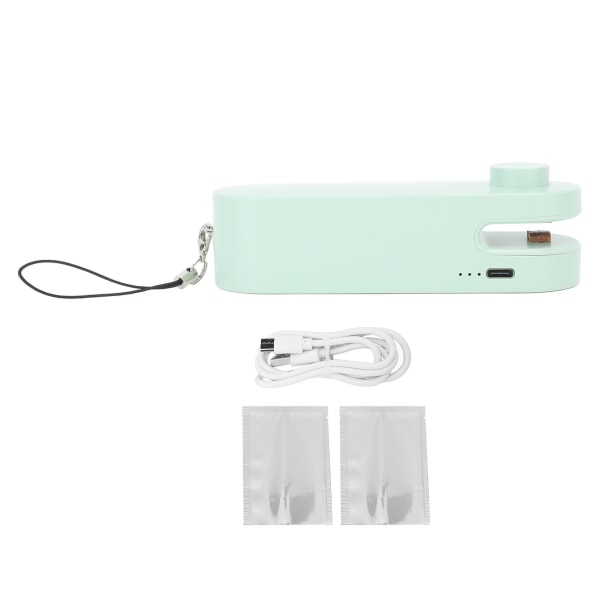 Mini Bag Sealer Multifunktionel 3 i 1 bærbar genopladelig Chip Bag Sealer maskine til hjemmecamping lysegrøn