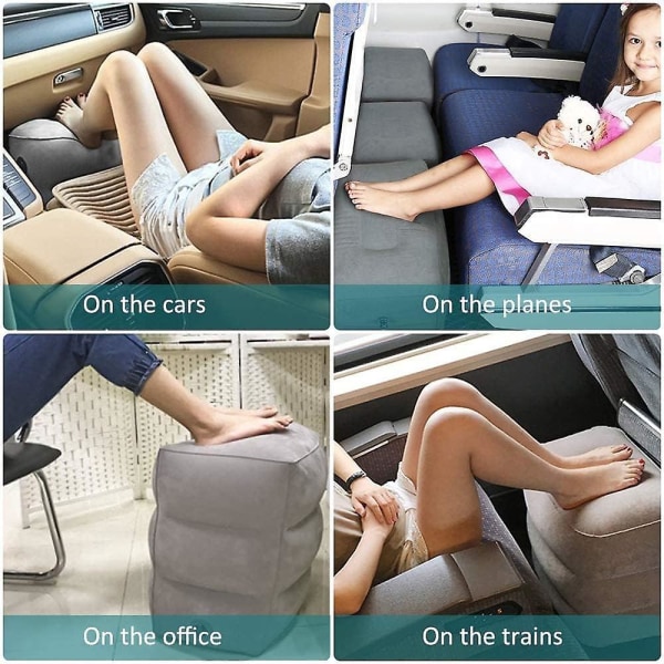 Blå fotstödskudde för barn - justerbar höjdkudde för vila på flygplan, bilar, bussar, tåg och kontor
