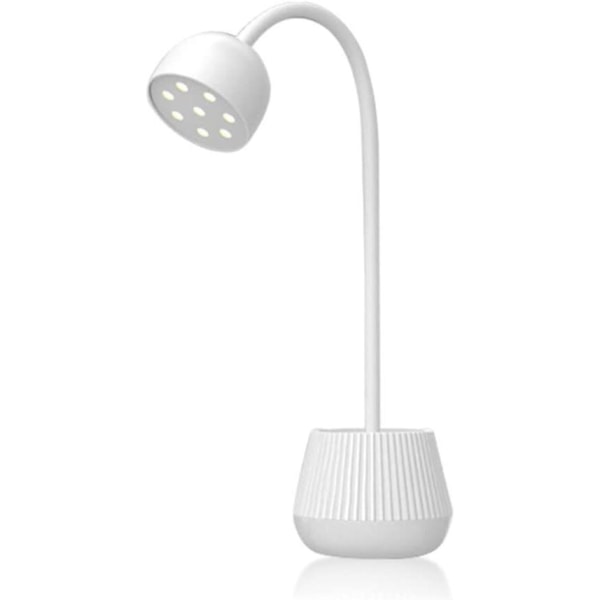 Hvid Mini UV/LED neglelampe - Hurtigttørrende, 8 lette perler, roterende hoved