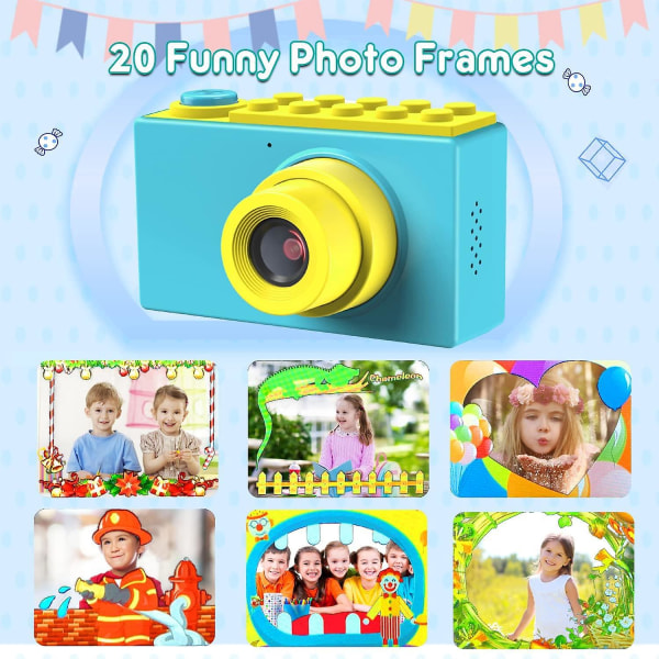 Blå digitalt børnekamera med TF-kort, 4x digital zoom, 8MP, 2 tommer TFT LCD-skærm