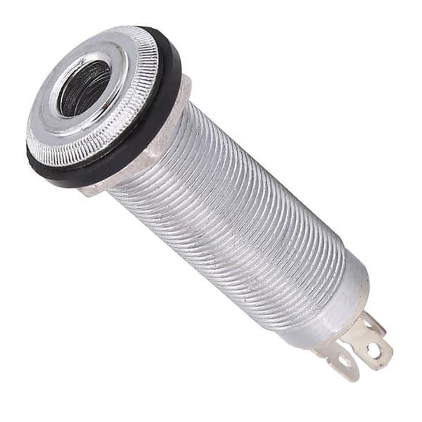 Gevind Cylinder Output Jack Stik Stikforbindelse 1/4 tomme til Elektrisk Guitar Bas Sølv