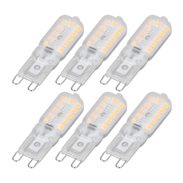 6 st G9 LED-lampa 5W Transparent Cover 22LED Dimbar G9 Ljuskälla för Taklampa Vägglampa Bordslampa Varm Vit 110-140V