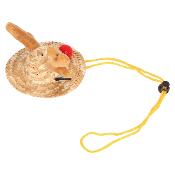Skäggagamhatt med älghorn Dekor Justerbar Spänne Rem Liten Husdjur Halmhatt för Ödla Hamster Råttor Marsvin L