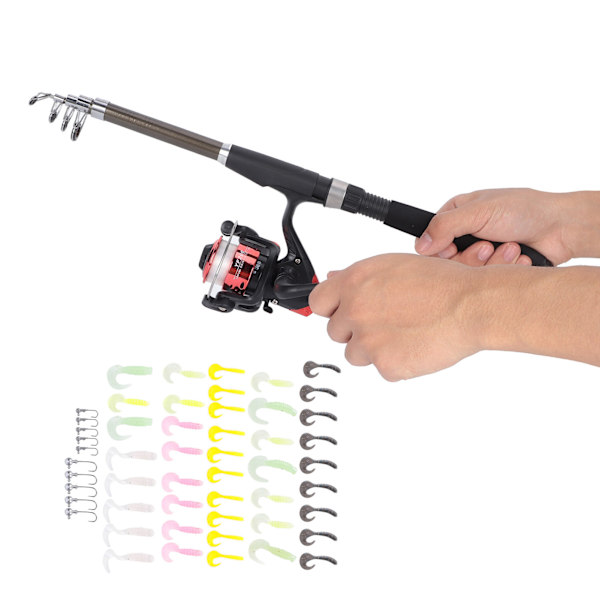 Teleskopiskt fiskespö och rulle Combo Kit med Lure Outdoor Fishing Accessory med bärväska
