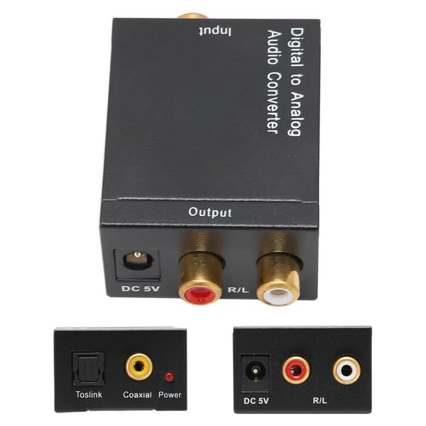 Digital koaksial optisk til analog lydkonverter adapter EU-plugg 100-240V