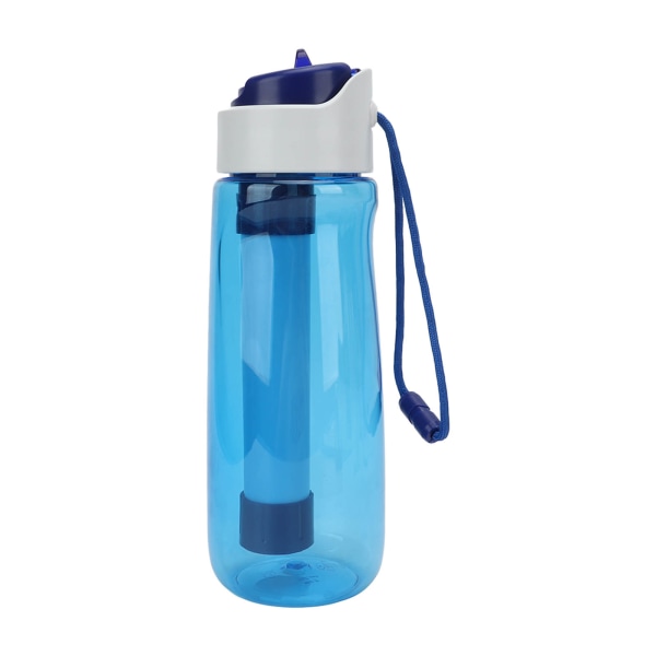 Vandflaske med filter 750ML Bærbar Aftagelig Vaskbar Flerlags Filtrering Renset Vandflaske til Cykling Blå
