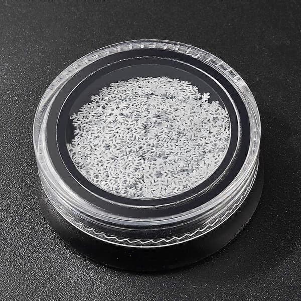 1 boks med 3 stiler julepynt snøfnugg negl glitter hvitt