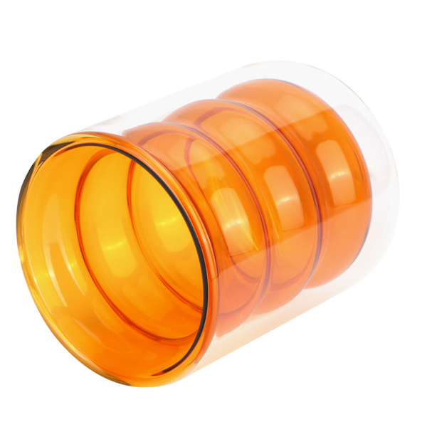 200 ml dobbeltlags glasskrus, varmebestandig, 3-dimensjonal spiralkopp for kontor, hjem og skole (gul)