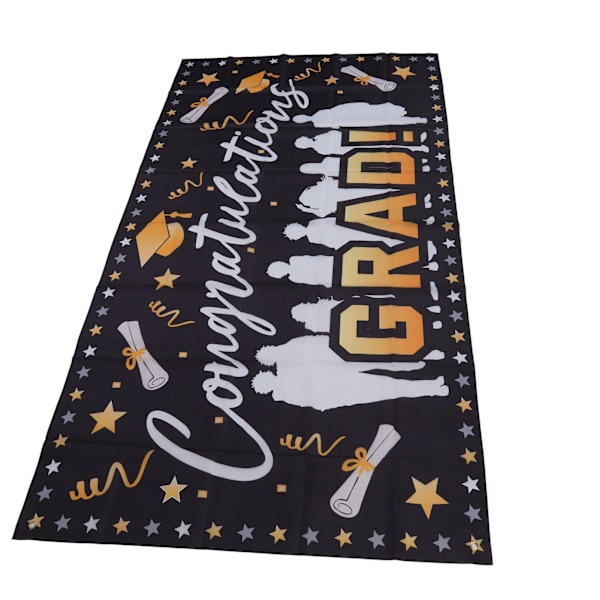 Graduation Banner 71x38in Holdbart Polyester Stof Farveløs 4 Øjer Nem Installation Tillykke Grad Banner til Fest C