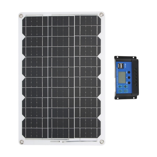 Solcellepanelsett 18W 18V monokrystallinsk solcellepanel 30A dobbel USB 12V 24V ladekontroller for campingvogn
