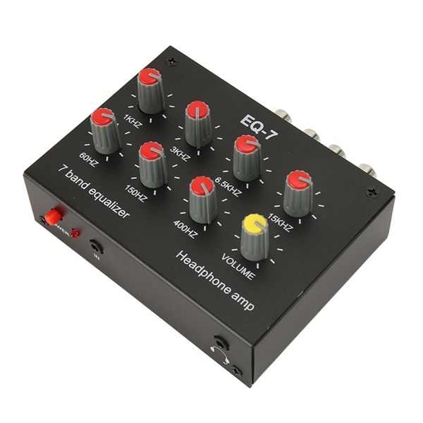 7 Band Equalizer RCA Input Output Volum Justerbar 2 Kanaler Bil Equalizer EQ Bilhodetelefonforsterker for bilbåtmotorsykkel