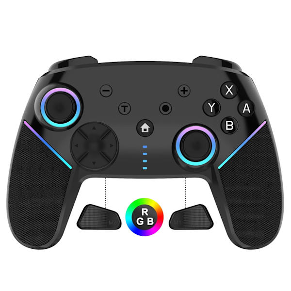 Switch-kontroller kompatibel med Nintendo Switch/Lite/OLED, med coola LED-lampor, programmerbar