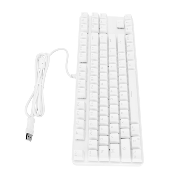 Mekanisk spiltastatur 87 tast 9 baggrundsbelysningstilstande Kabelført USB-baggrundsbelyst tastatur til pc-spillere Hvid