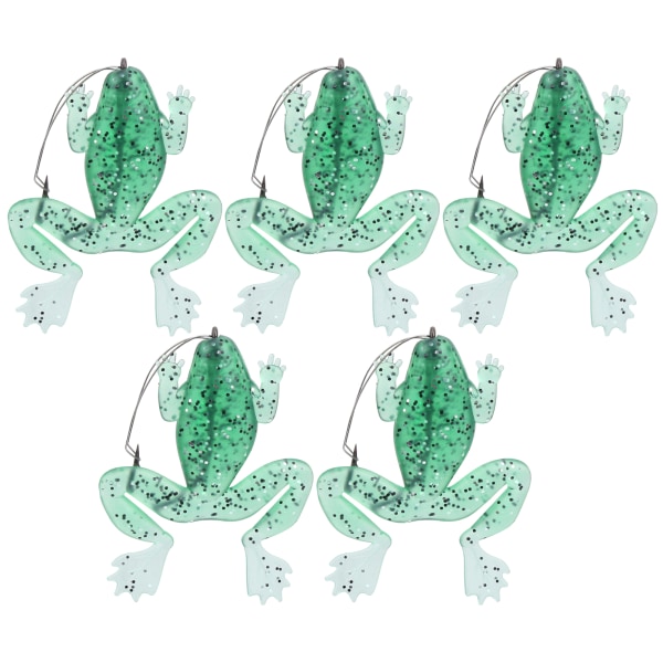 5 st Artificiell Simulering Transparent Grön Enkelkrok Mjukt lockbete Antihängande