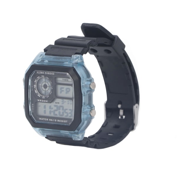 Elektroninen watch 12 24 tuntia vedenpitävä digitaalinen watch valaisevalla hälytysajoitustoiminnolla läpinäkyvä sininen