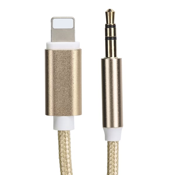 IOS 12 AUX Lydkabel 3.5mm Nylonflettet Adapter Gul