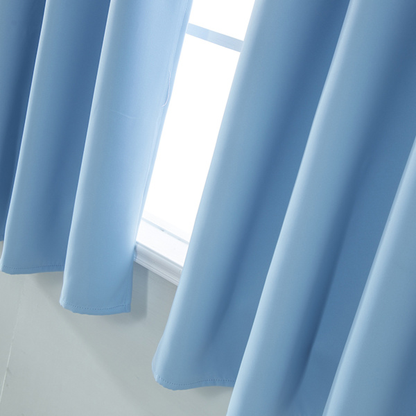 Mørkleggende gardiner i polyester, himmelblå, termisk isolerte, mørkleggende gardiner for soverom og stue