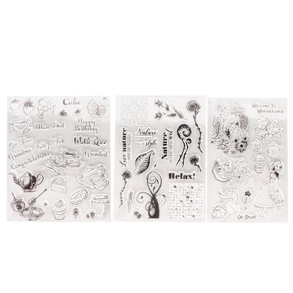 3 stk gjennomsiktig stempel TPR Assorted Styles Hudvennlig Enkel å bruke Klart stempel for kortlaging Scrapbooking