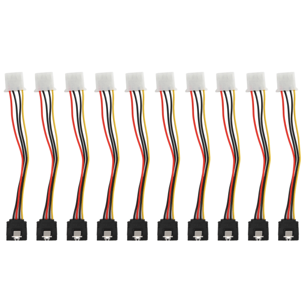 10 stk SATA-kabler Big 4Pin til 15Pin IDESATA Power Conversion Power Splitter til at levere strøm