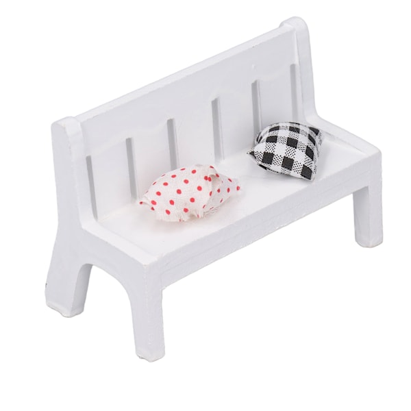 Dockhus Trädgårdsbänk Miniatyr Dockhus Trä Soffa Bänk Leksak med Kuddar för DIY