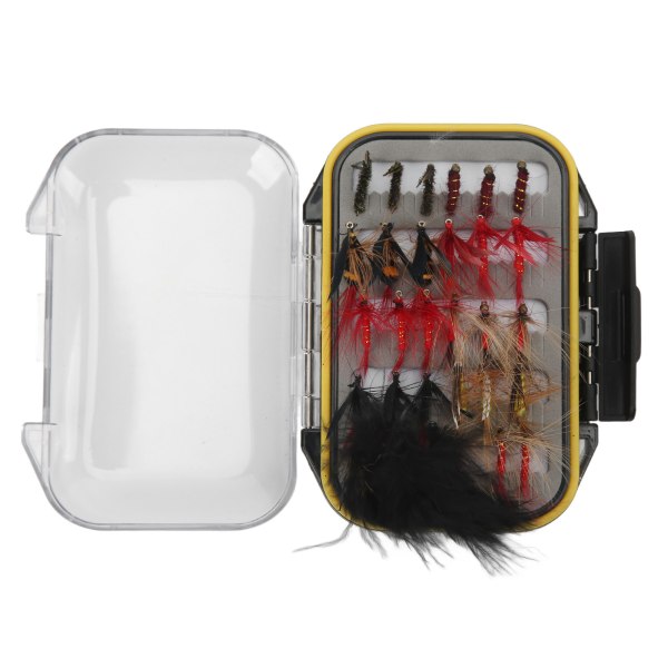 60 STK fluefiske lokke fargerik simulering insekt agn tackle kit med gjennomsiktig boks