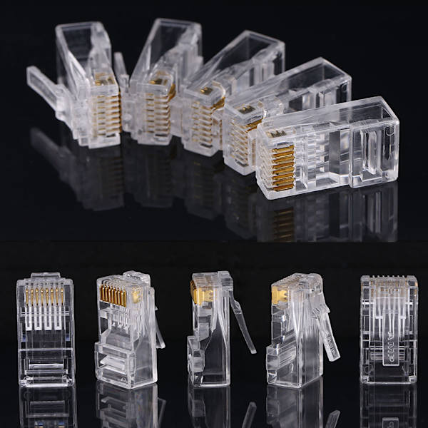 100 kpl/LOT Cat6 Cat6a verkko-internet-liitin 8P8C RJ45 modulaariset pistokekaapelipäät