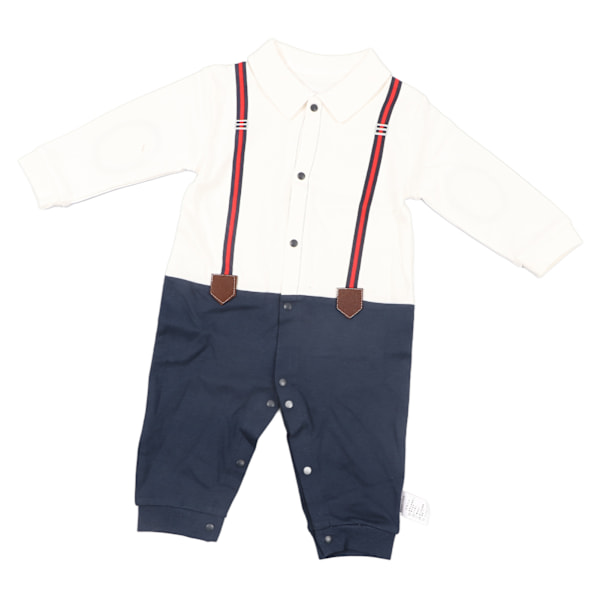 Baby Jumpsuit för Pojkar, Långärmad med Trådda Manschetter, Knappstängning, Pojkkläder med Fluga, 73 cm