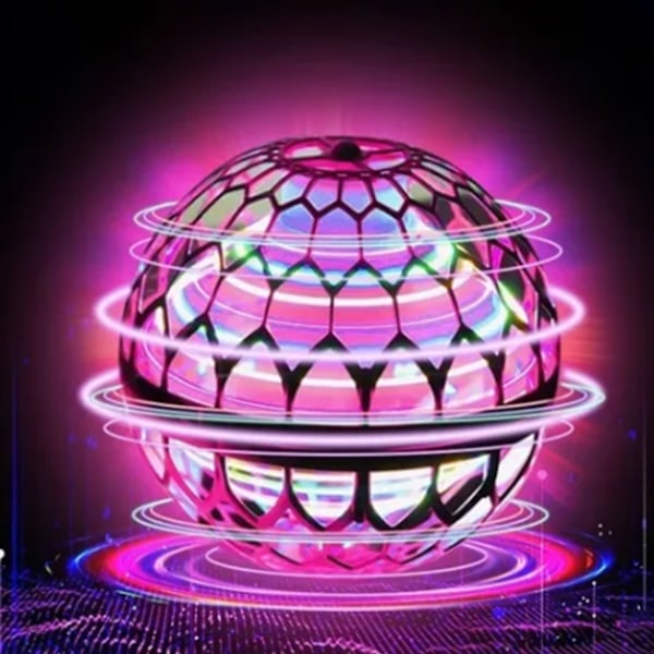 Flyvende bold legetøj farverigt lys USB opladning intelligent sensor plast roterende flyvende bold globe lilla pink