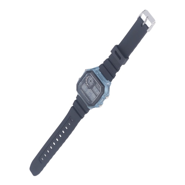 Elektronisk sportsklokke 12 24 timer vanntett digital armbåndsur med lysende alarmtidsfunksjon Gjennomsiktig blå