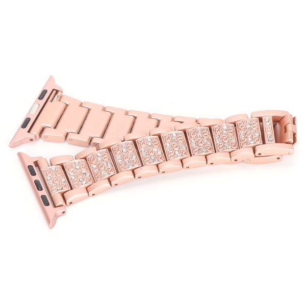 Urrem med fuld rhinestones-rem Metalarmbåndsudskiftning Kompatibel til IOS Ur 42mm/44mmPink