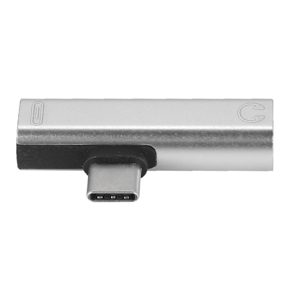 2 in 1 Type C - 3,5 mm Jack kuulokkeet USB latausmuunnin Multi hopea