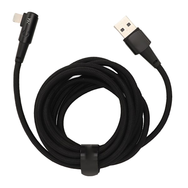 För Iphone Laddarsladd 90 grader 6,6 fot Lätt att plugga 2,4A snabbladdningskablar Sladd rätvinklig USB laddarkabel Svart